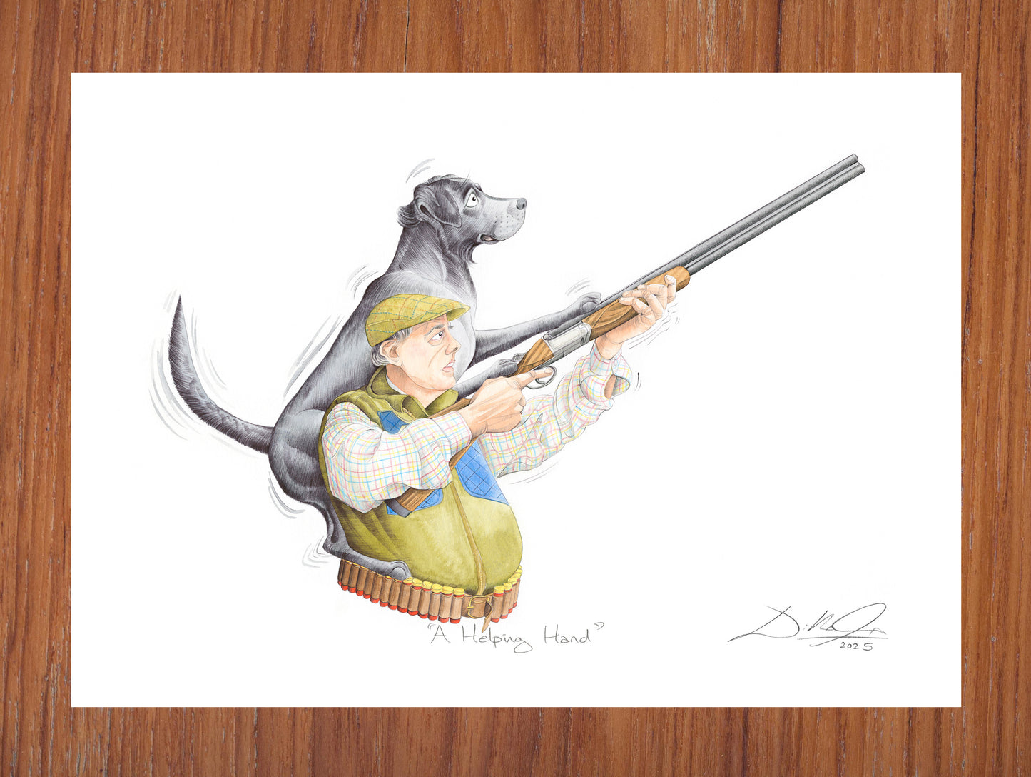 A Helping Hand (Black Labrador) - Open Edition Giclee Art Print
