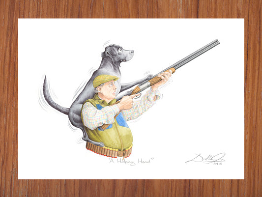 A Helping Hand (Black Labrador) - Open Edition Giclee Art Print