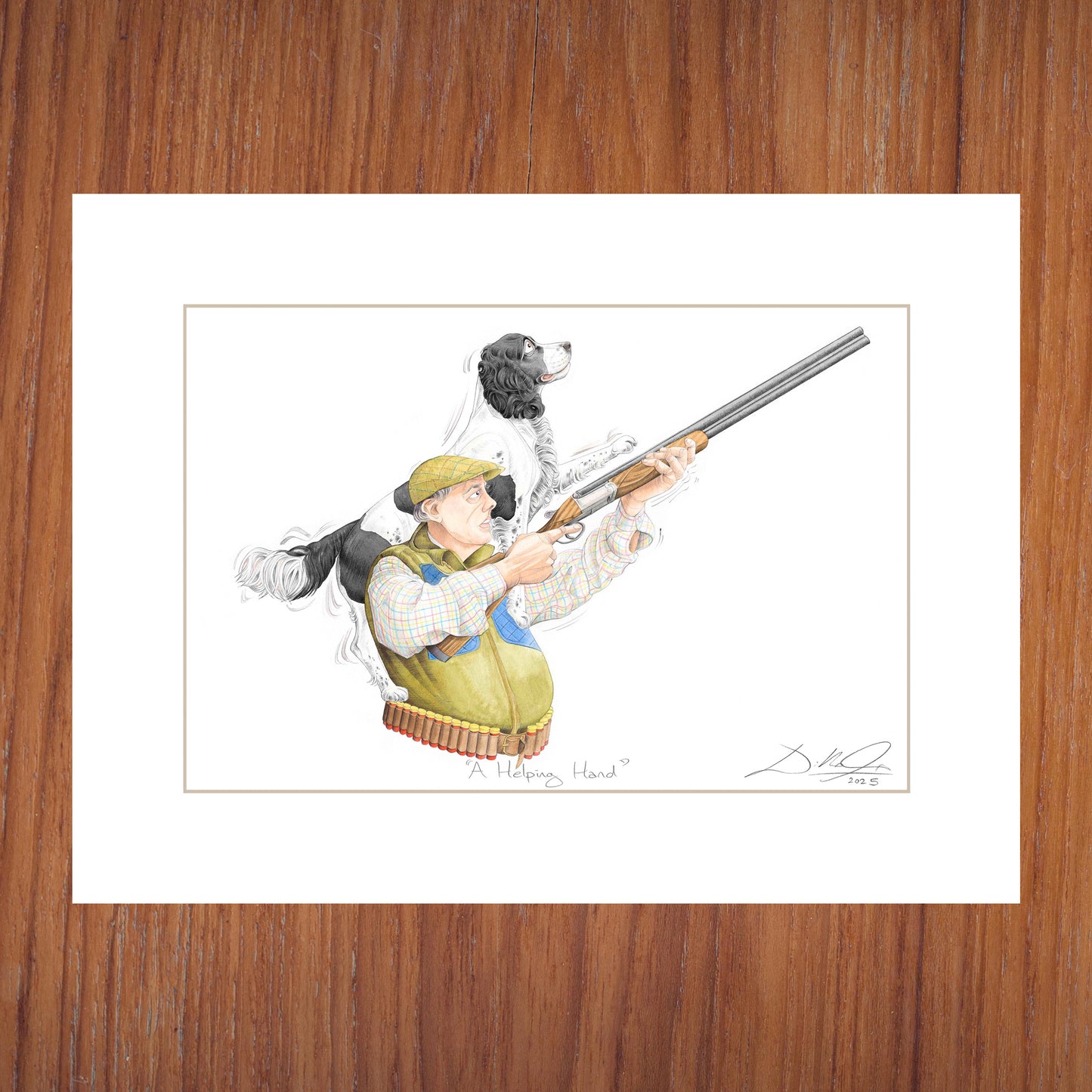 A Helping Hand (Black & White Spaniel) - Open Edition Giclee Art Print
