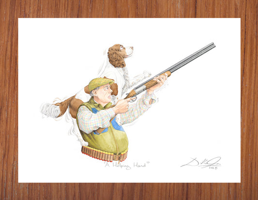 A Helping Hand (Brown & White Spaniel) - Open Edition Giclee Art Print