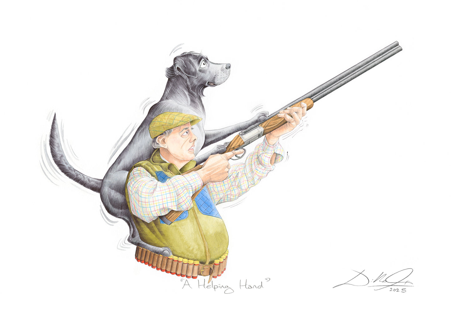 A Helping Hand (Black Labrador) - Open Edition Giclee Art Print