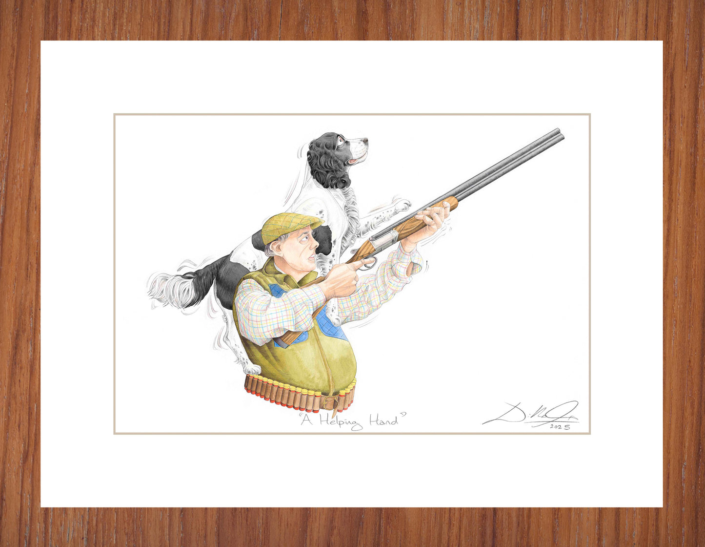 A Helping Hand (Black & White Spaniel) - Open Edition Giclee Art Print