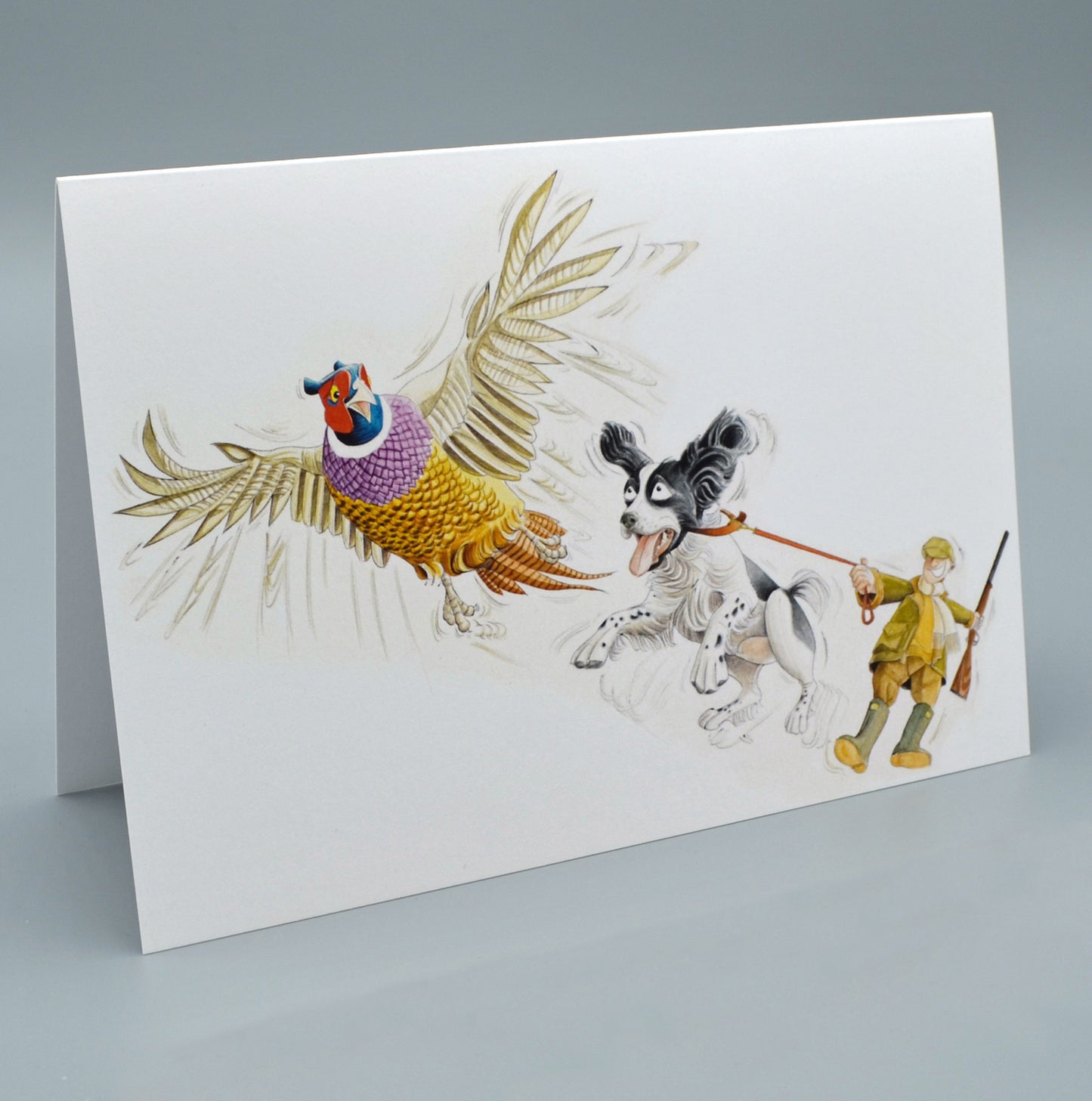 Mad Spaniel (Black & White Spaniel) Greetings Card