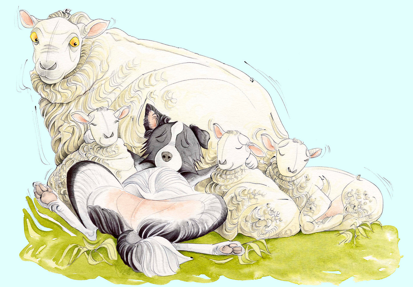 Dog Tired Greetings Card