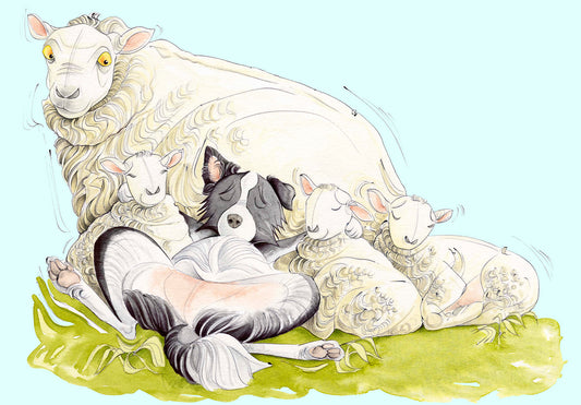 Dog Tired Greetings Card