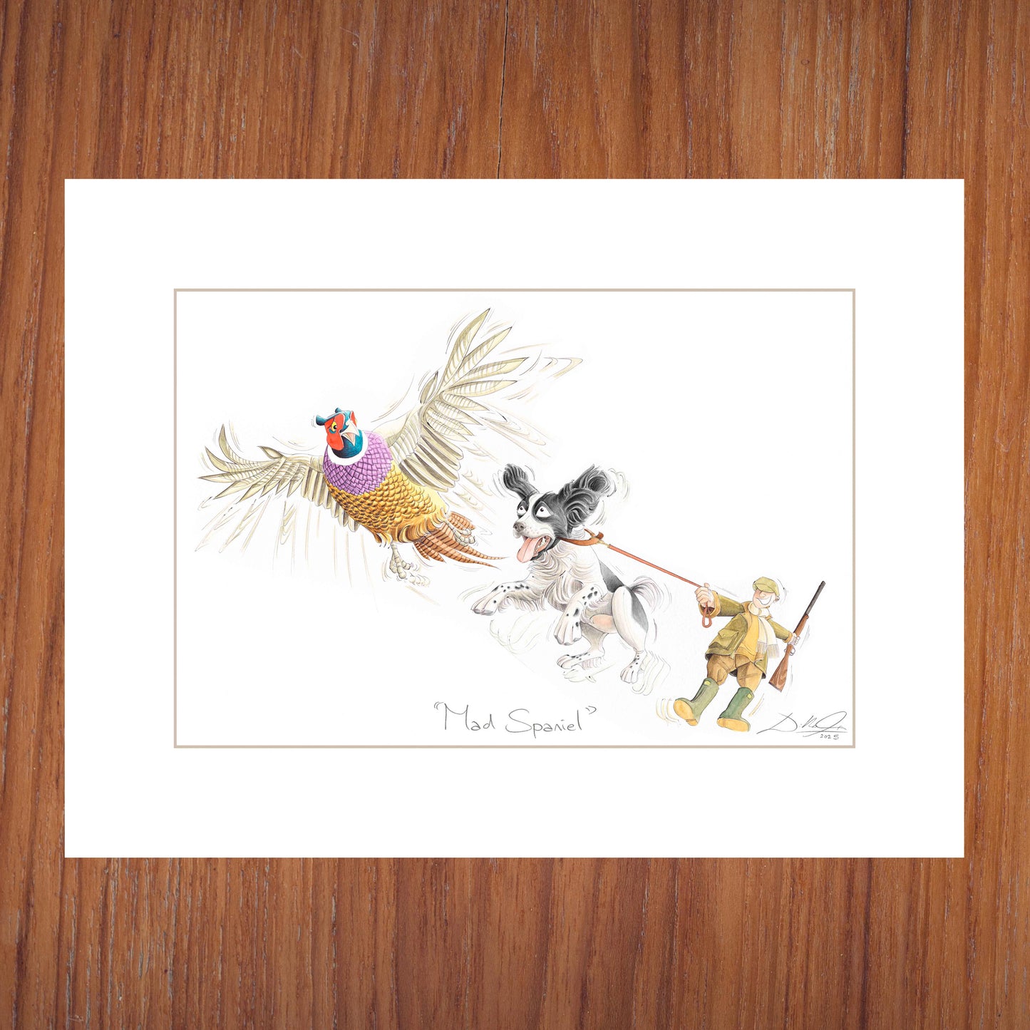 Mad Spaniel (Black & White Spaniel) - Open Edition Giclee Art Print