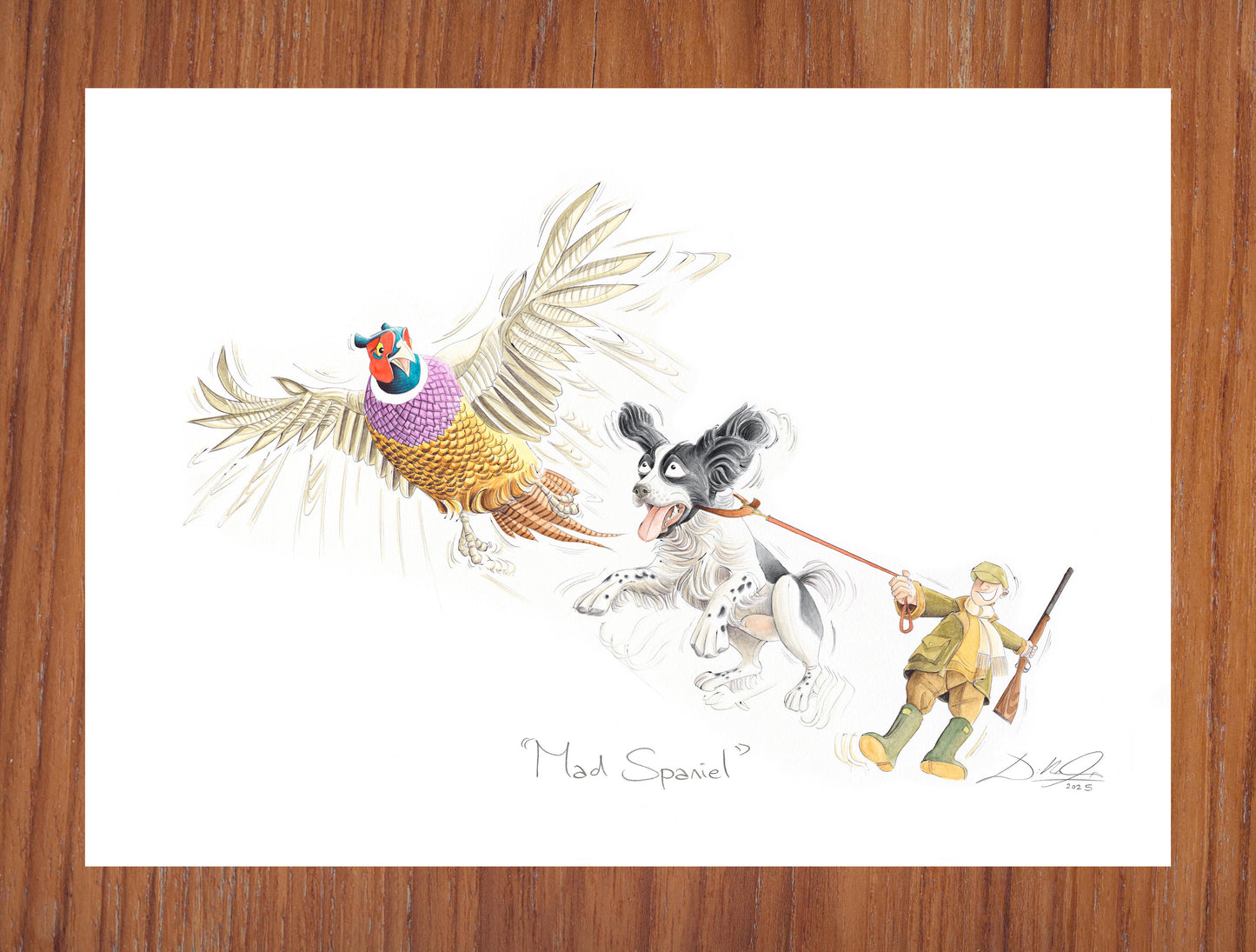 Mad Spaniel (Black & White Spaniel) - Open Edition Giclee Art Print