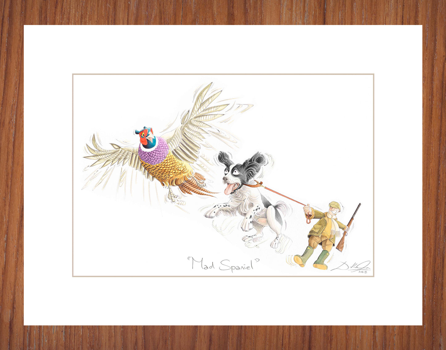Mad Spaniel (Black & White Spaniel) - Open Edition Giclee Art Print