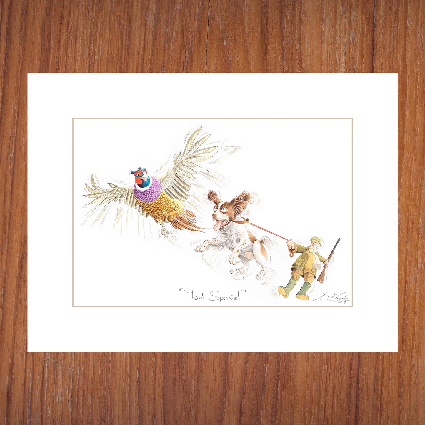 Mad Spaniel (Brown & White Spaniel) - Open Edition Giclee Art Print
