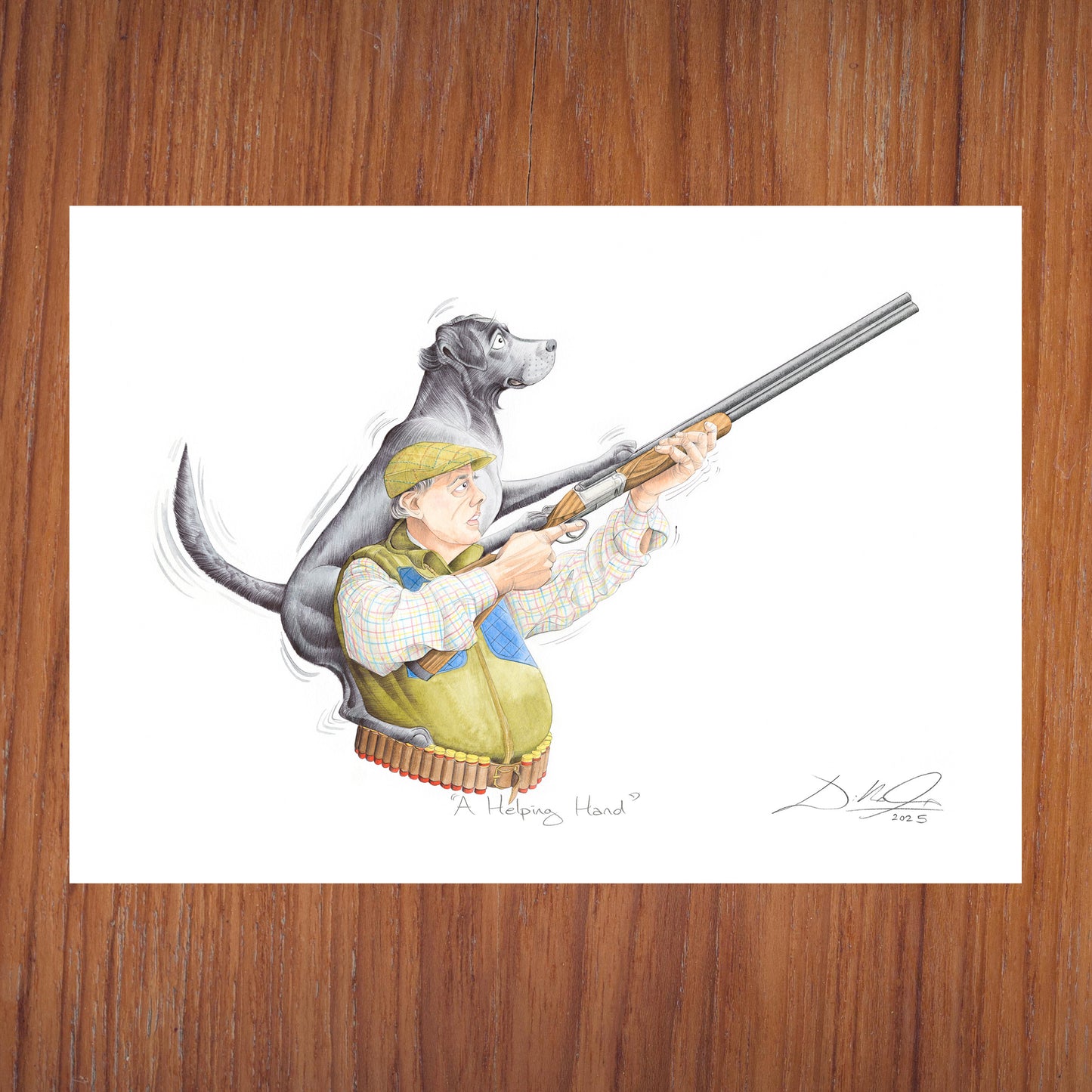 A Helping Hand (Black Labrador) - Open Edition Giclee Art Print