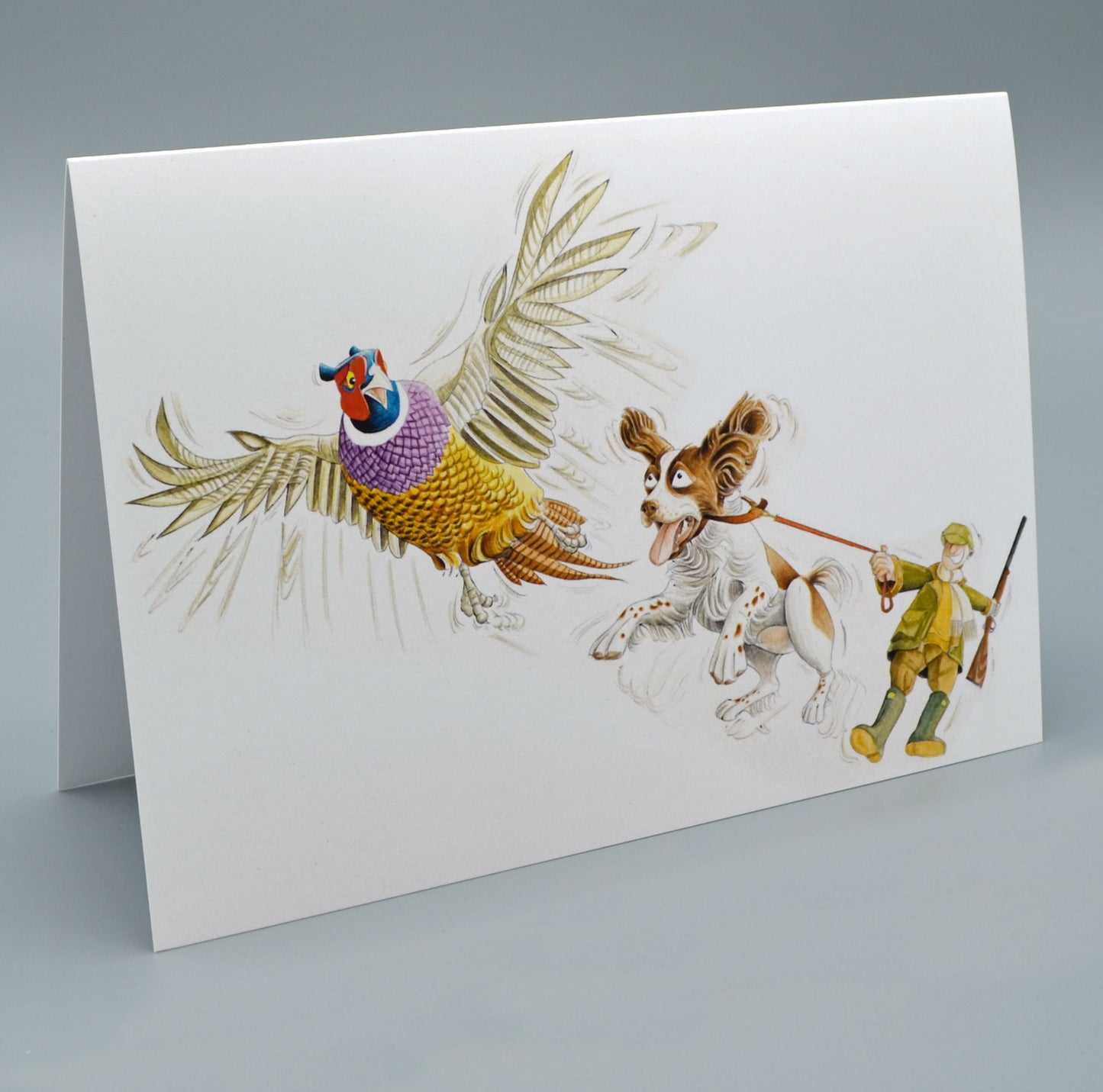 Mad Spaniel (Brown & White Spaniel) Greetings Card