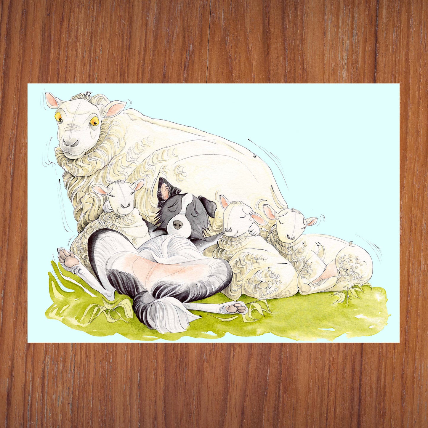 Dog Tired Greetings Card