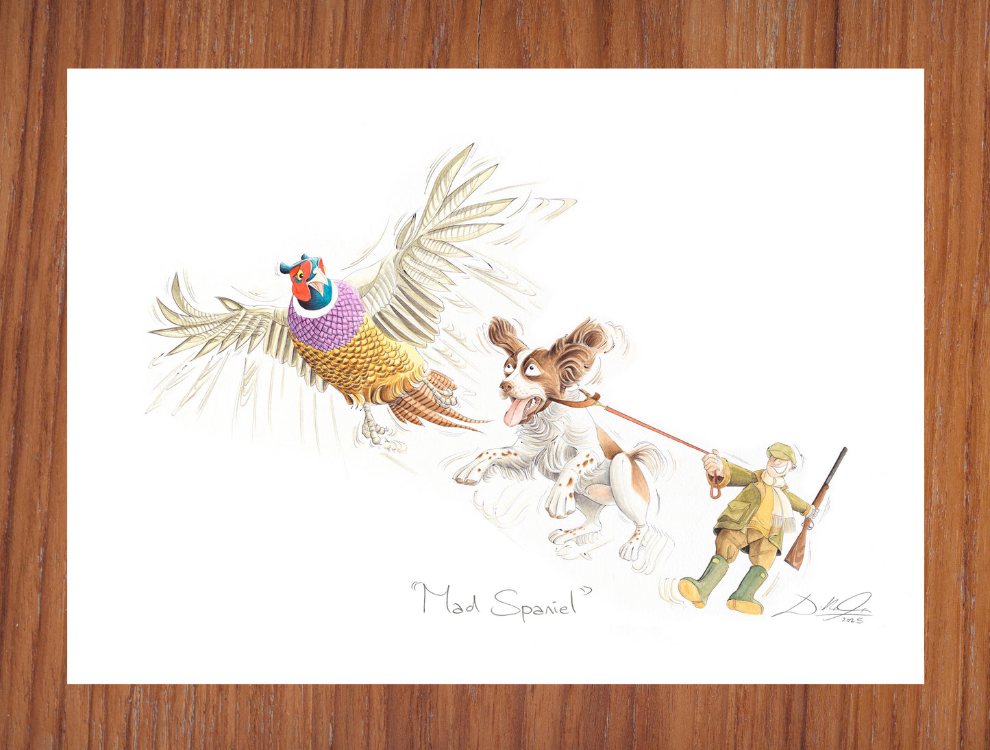 Mad Spaniel (Brown & White Spaniel) - Open Edition Giclee Art Print
