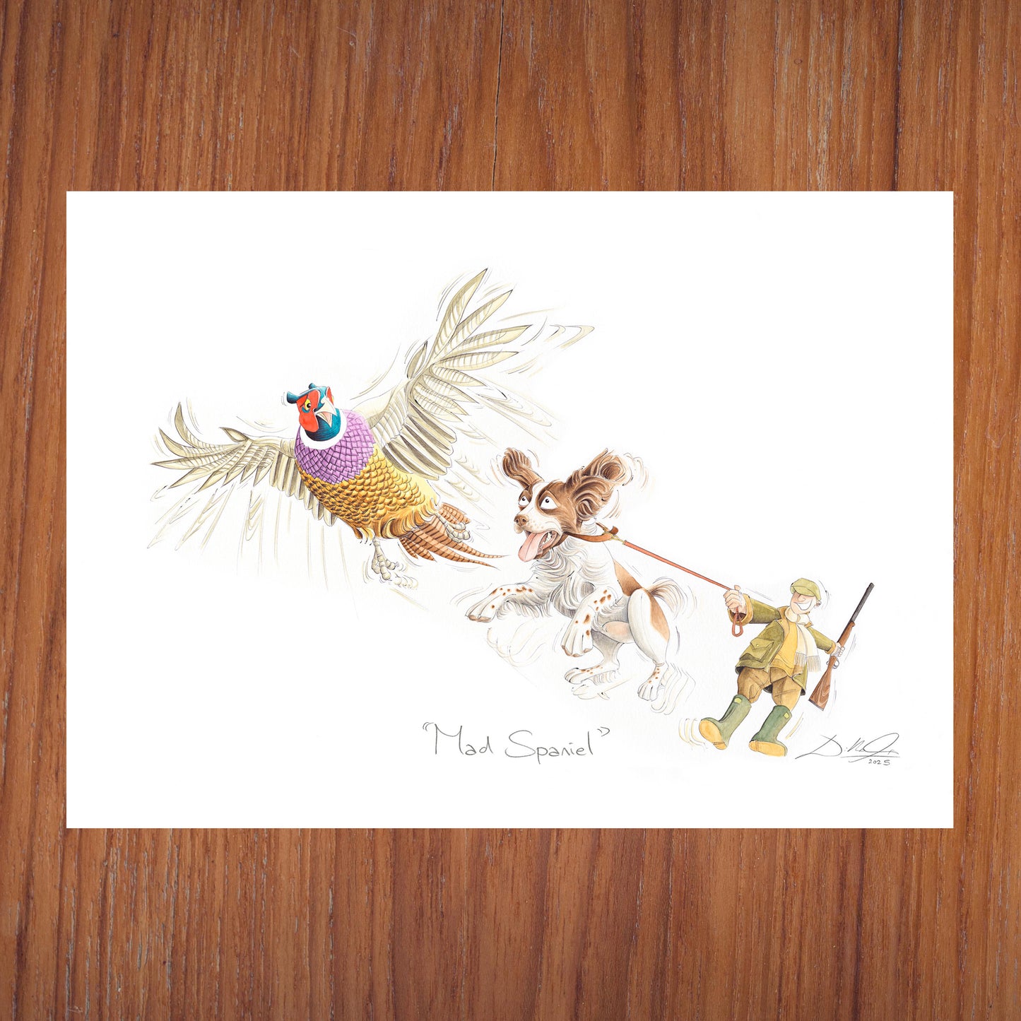Mad Spaniel (Brown & White Spaniel) - Open Edition Giclee Art Print