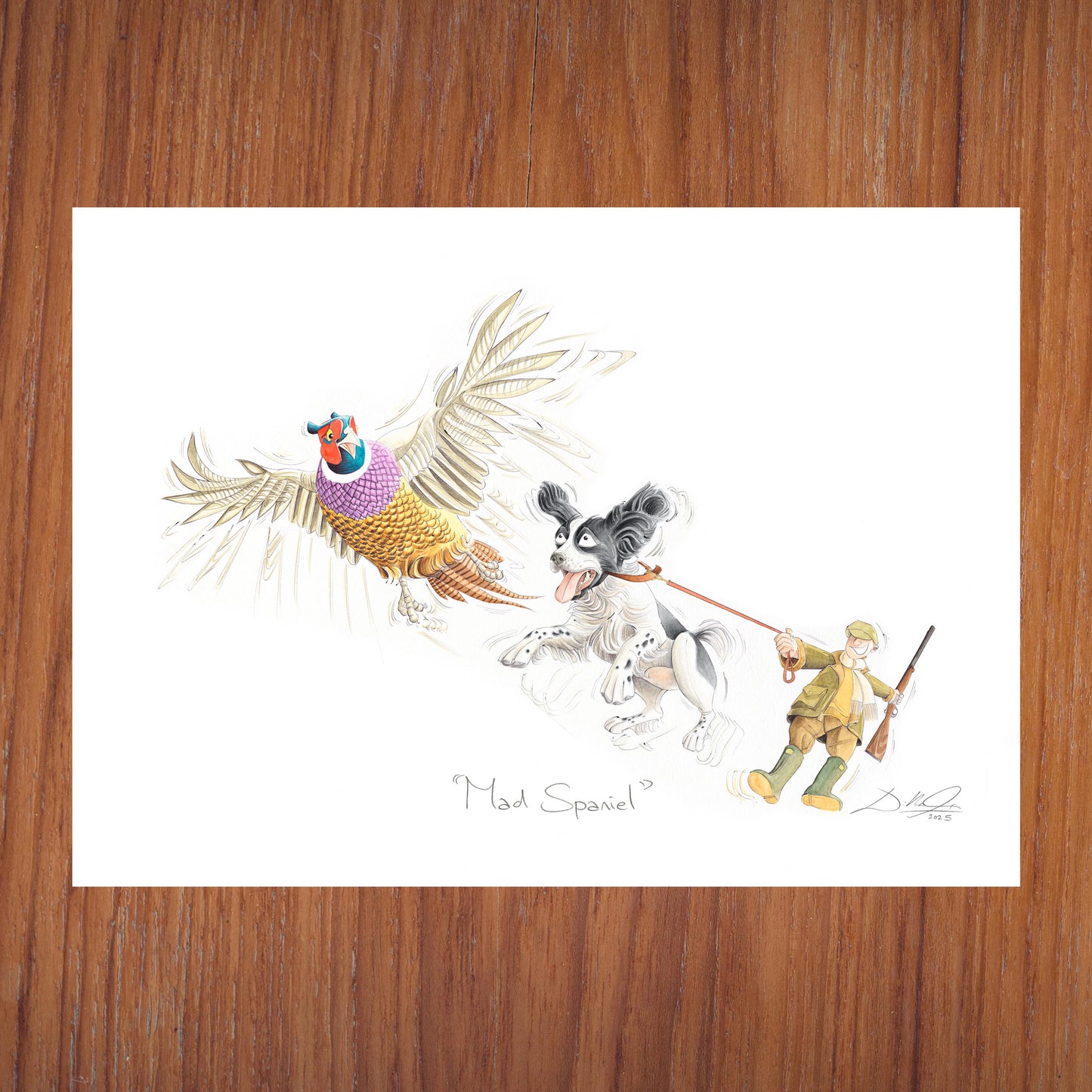 Mad Spaniel (Black & White Spaniel) - Open Edition Giclee Art Print