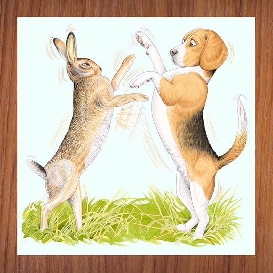 The Boxing Beagle Greetings Card